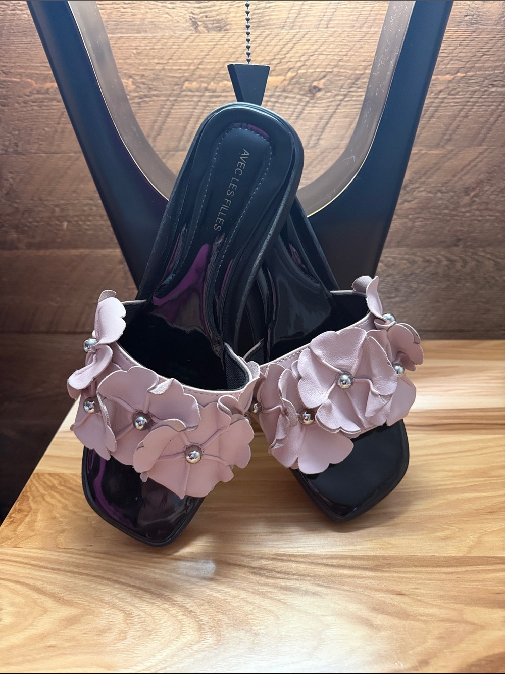 Avec Les Filles Pink Floral Appliqué Mules